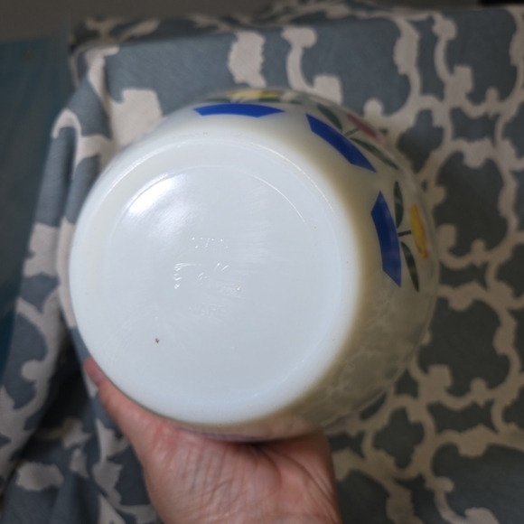 VTG Anchor Hocking Fire King Tulips Mixing Nesting Bowl Kitchen Glass 8.5" MCM - Picture 4 of 5